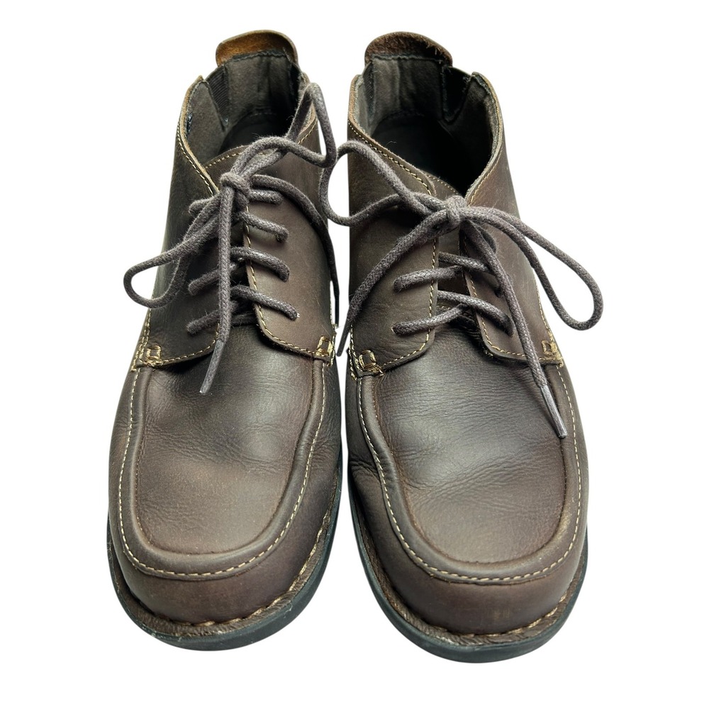 Clarks Bendables Vintage Leather Ankle Boots Mens Size 8W Brown Tie Bootie Shoe